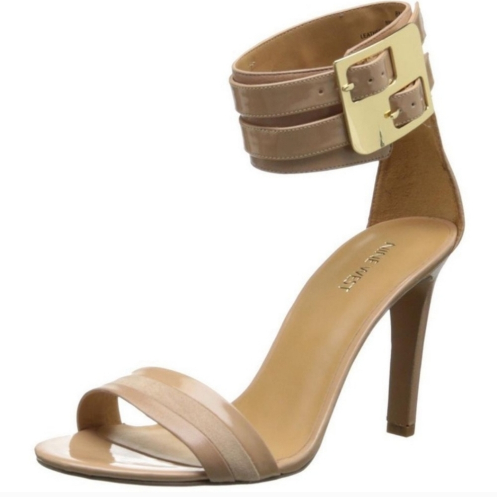 Nine West Tan Stiletto Heels with Ankle Straps